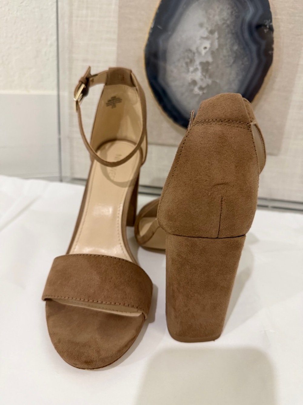 Nine West Pruce Women’s Tan Suede Ankle-Strap Heels - Size 9.5